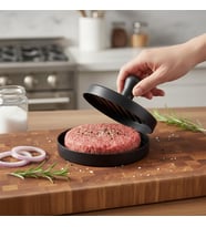 Yapışmaz Büyük Boy Hamburger Köfte Kalıbı - Paslanmaz Çelik Karbon Kaplama Premium Burger Presi Mükemmel Şekilli Köfte Makinesi