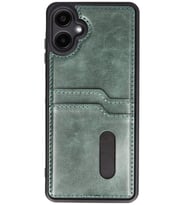 Newface Samsung Galaxy A06 Kılıf Sara Kartvizitli Deri Kılıf - Koyu Yeşil