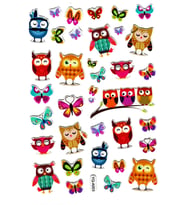 Sticker Kabartmalı Stiker Defter Planlayıcı Etiket (YQA003)-20x14cm - Baykuş Kelebek