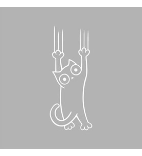 Tutunmaya Çalışan Kedi Araba Sticker Siyah 9x23 CM (Beyaz)