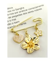 Altın Renk Broş İskoç İğnesi Yaka İğnesi Charmlı İğne Çengelli İğne Kalp-Çiçek-Lotus (Gold)