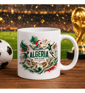 BK Gift Cezayir Taraftar Temalı 2026 Dünya Kupası Tasarımlı Beyaz Kupa Bardak