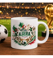 BK Gift Cezayir Taraftar Temalı 2026 Dünya Kupası Tasarımlı Beyaz Kupa Bardak