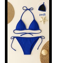 Fantezia Night Kadın Mavi Yandan ve Boyundan Bağlamalı Bikini Mayo Takımı