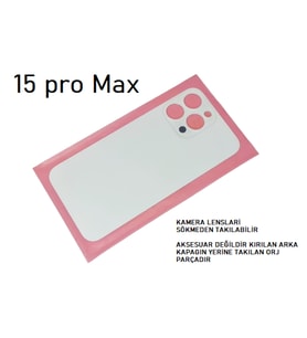 iPhone 15 PRO MAX Arka Pil Batarya Kapağı (CAM) BEYAZ