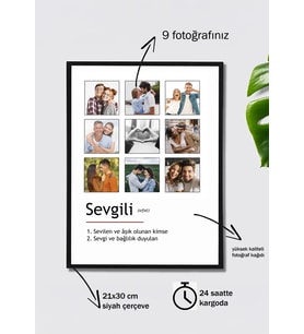 Sevgili Sözlük Sevgiliye Özel Fotoğraflı Çerçeve (21x30 cm )