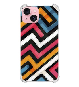 PrintiFy rintiFy Apple iPhone 15 (Kamera Açık) Uyumlu Köşe Korumalı Labirent Grafiti Kılıf