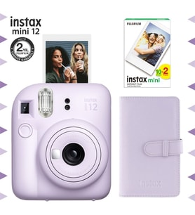 Instax mini 12 Lila Fotoğraf Makinesi-20'li Film ve Laporta Albüm Seti