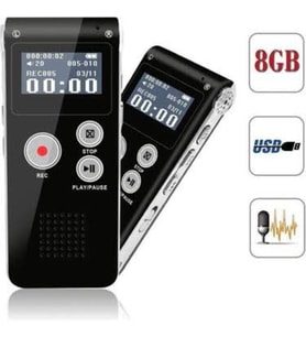 8 GB Dahili Hafızalı Ses Kayıt Cihazı - Mp3 Çalar Özellikli - Kulalık ve 1 Metre Harici Mikrofonlu