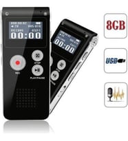 8 GB Dahili Hafızalı Ses Kayıt Cihazı - Mp3 Çalar Özellikli - Kulalık ve 1 Metre Harici Mikrofonlu