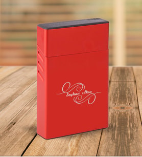 BK Gift Kişiye Özel Kırmızı Slim Boy Metal Sigara Kutusu-3