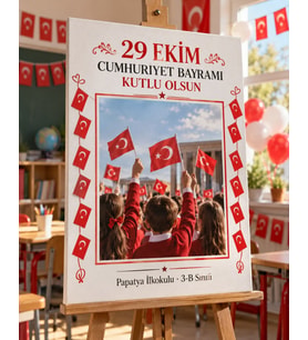 Kişiye Özel Sınıf Fotoğraflı 29 Ekim Cumhuriyet Bayramı Panosu
