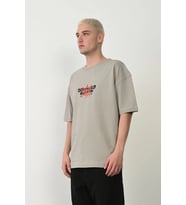 Erkek Baskılı T-Shirt Kısa Kol Bisiklet Yaka Rahat Kalıp Tişört - Boyalı Gri