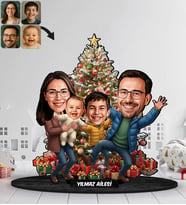 BK Gift Kişiye Özel Aile Yılbaşı Tasarımlı Karikatür Biblo -10, Yılbaşı Hediyesi, Yeni Yıl Hediyesi