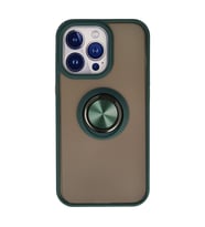 Apple İphone 15 Pro Max Kılıf Montreal Yüzüklü Silikon Kapak - Yeşil