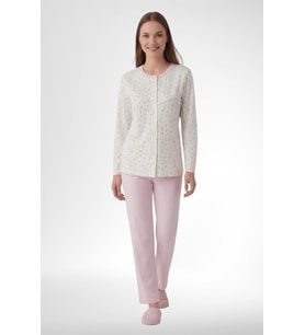 Mecit 6362 Pembe Boydan Düğmeli Büyük Beden Kadın Pijama Takımı