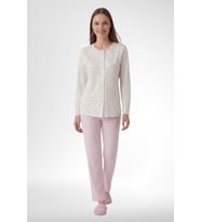 Mecit 6362 Pembe Boydan Düğmeli Büyük Beden Kadın Pijama Takımı