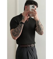Premium Fitilli Triko Polo Yaka Erkek Old Money T-Shirt