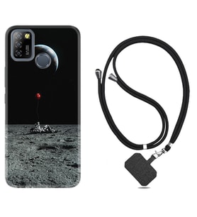 INFINIX Smart 4 5 6 Zero 8 S5 Pro Kılıf Boyun Askılı Silikon Astronoot Red Baloon 1608