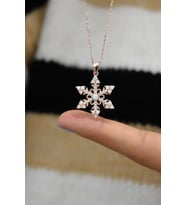 925 Ayar Gümüş Rose Kaplama Opal Kar Çiçeği Kolye