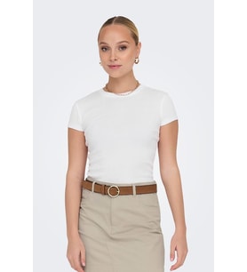 Only Kadın Elina Kadın Beyaz Basic T-shirt - 15320229-W (Turuncu)