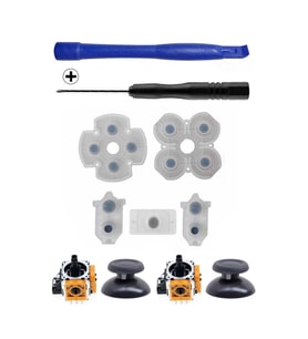 PS4 030 040 050 055 Analog Motor Topuz İç Lastik Tornavida Ayırıcı Tamir Seti PS4 Kol Tamiri (Siyah)