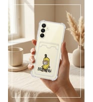 Samsung Galaxy A16 Boş Yapma Muz Detaylı Kart Bölmeli Şeffaf Telefon Kılıfı - SSSSSS7292-570