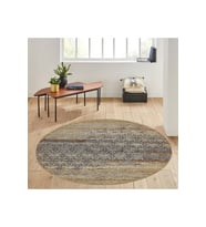 Eliana Home Baskılı, Yıkanabilir Kaymaz Taban Yuvarlak Halı LNA7170 120x120 cm (Kahverengi)
