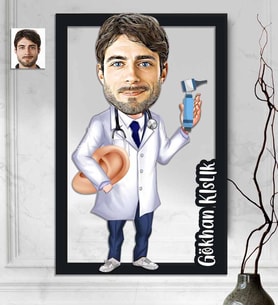 Kişiye Özel 3D  Ahşap Tablo KKB Doktor Erkek 30x40 -1