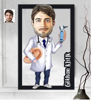 Kişiye Özel 3D  Ahşap Tablo KKB Doktor Erkek 30x40 -1