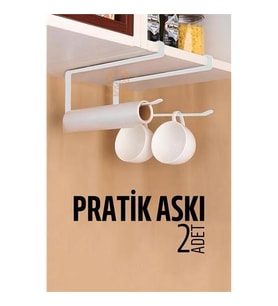 ModaCar Mutfak Dolap Kağıt Havlu Askı Organizer Fincan Askısı BEYAZ
