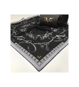 Kemer Püsküllü Desen Black Seri Twill Eşarp Eşarp Askısı ile Birlikte 90x90 cm G