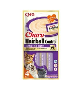 CIAO Churu Cream Hairball Tüy Yumağı Önleyici Ton Balıklı Sıvı Kedi Ödül Maması 14 Gr (4'lü)