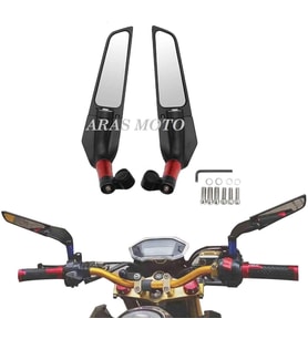 Kanat Dikiz Ayna Scooter ve Gidondan Aynalı Tüm Motosikletler ve ATV Uyumlu - Arasmoto (Siyah)