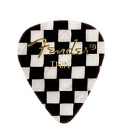 Fender 1980351301 351 Shape Checker Thin Gitar Penası (12'li) İnce Yapısı ile Rahat Ritim Çalımı Klasik Siyah-Beyaz Damalı Tasarım