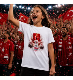 BK Gift Kişiye Özel Türkiye Taraftar Temalı 2026 Dünya Kupası Tasarımlı Çocuk Tişört-3, Tek Yürek Milli Takım Ruhu