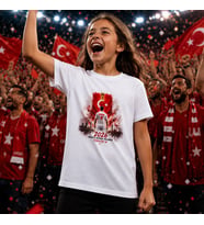 BK Gift Kişiye Özel Türkiye Taraftar Temalı 2026 Dünya Kupası Tasarımlı Çocuk Tişört-3, Tek Yürek Milli Takım Ruhu