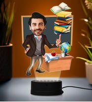 Doğum Günü Hediyesi,Sevgiliye Hediye, Kişiye Özel Fotoğraflı Türkçe Öğretmeni Karikatür 3D Led Lamba (Beyaz)