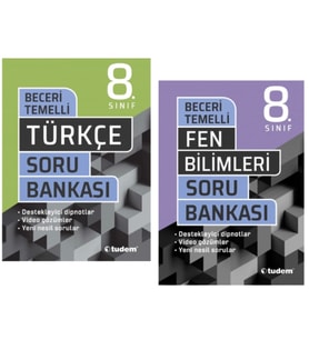 TUDEM YAYINLARI 8.SINIF LGS BECERİ TEMELLİ TÜRKÇE - FEN BİLİMLERİ - SORU BANKASI