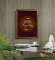 BK Gift Cafe & Bar & Restaurant Konseptli Doğal Masif Ahşap Çerçeveli Tablo-53