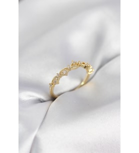 Zirkon Taşlı Pirinç Gold Renk Kadın Yüzük TJ-BYK4137