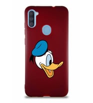 Samsung Galaxy A11 Soft Premier Kapak Donald Duck-F Tasarımlı Silikon Kılıf - Mürdüm (Şeffaf)