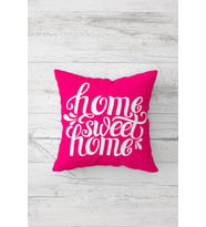 Fuşya Home Sweet Home Çift Tarafı Baskılı Gizli Fermuarlı Yastık Kılıfı Kırlent Koltuk Yastık Kılıfı (Çok Renkli)