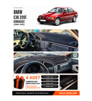 BMW 3.20I (E36) AIRBAGSİZ (1990-2000) Uyumlu Torpido Örtüsü Torpido Kılıfı - Siyah Gri