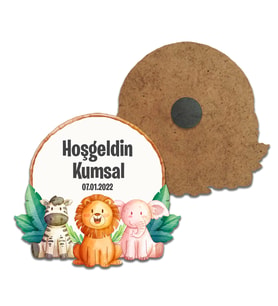 Kişiye Özel Tasarım Sevimli Dostlar Baskılı Bebek Magnet(10 Adet) 02
