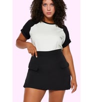 Kadın Büyük Beden Mini Etek Düz Günlük Casual Tarz Modern Tasarım Yaz Aylarının Vazgeçilmezi (Siyah)