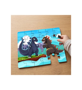 Kızgın Godzillalar Tasarımlı 24 Parça Ahşap Çocuk Puzzle