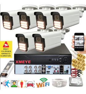6 lı Araç İnsan Yüz Tanımalı Hareket Algılayan 5 MP Lens 15 Warm Led Gece Renkli Kamera Seti 5915W