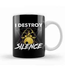 Funny I Destroy Silence Drummer Awesome Musician Kupa Bardak Porselen