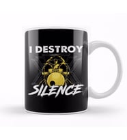 Funny I Destroy Silence Drummer Awesome Musician Kupa Bardak Porselen